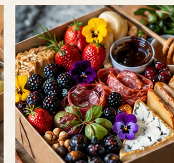 Illustrative Lux Box with specialty cheeses, prosciutto, berries, figs, and premium pairings